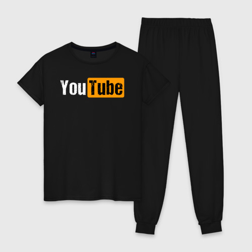 Женская пижама хлопок YouTube, цвет черный