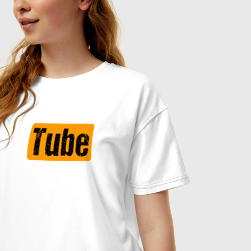Женская футболка хлопок Oversize YouTube, цвет белый - фото 3