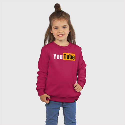 Детский свитшот хлопок YouTube, цвет маджента - фото 3