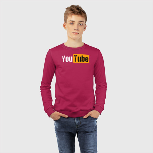 Детский свитшот хлопок YouTube, цвет маджента - фото 7