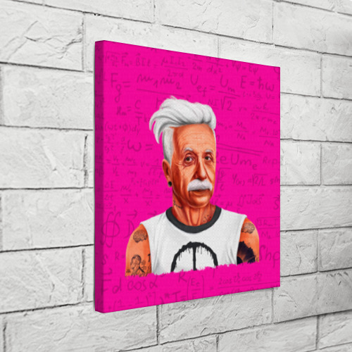 Холст квадратный Альберт Эйнштейн хипстер, цвет 3D печать - фото 3