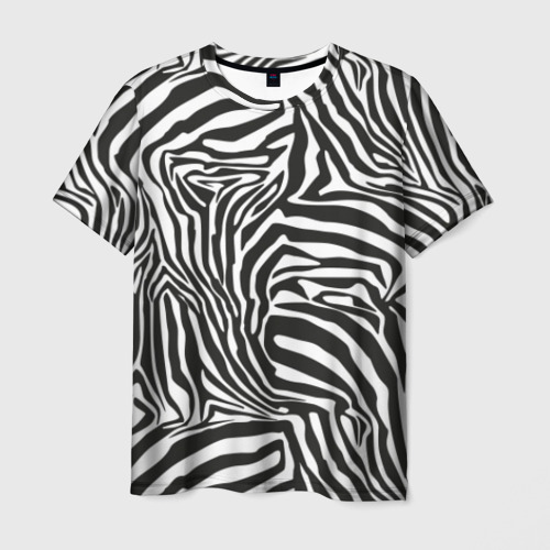 Мужская футболка с принтом Полосы шкура зебры, вид спереди №1