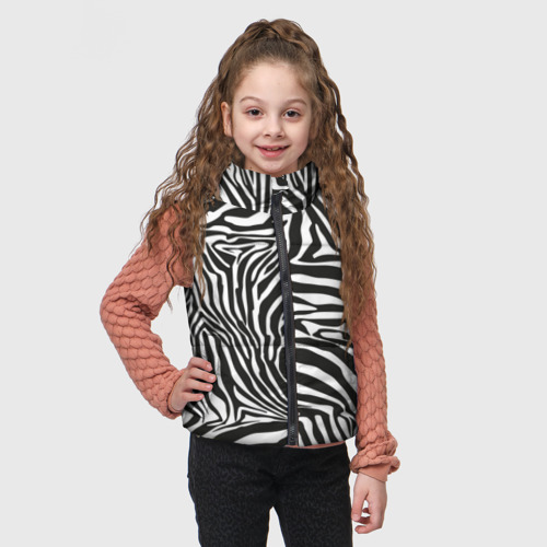 Детский жилет утепленный 3D Полосы шкура зебры, цвет черный - фото 3