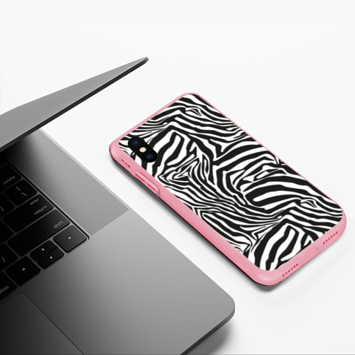 Чехол для iPhone XS Max матовый Полосы шкура зебры, цвет баблгам - фото 5