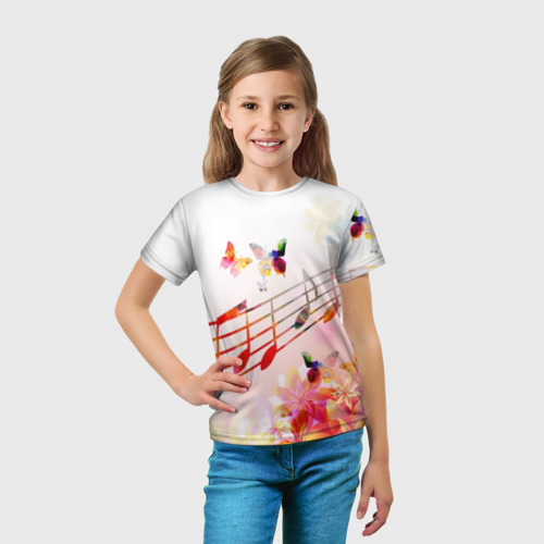 Детская футболка 3D Ноты весна, цвет 3D печать - фото 5