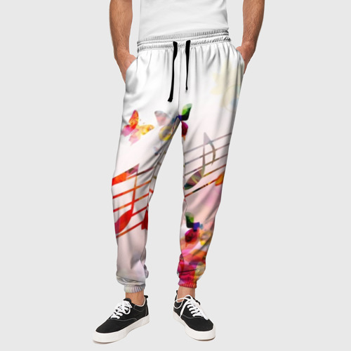 Мужские брюки 3D Ноты весна, цвет 3D печать - фото 4
