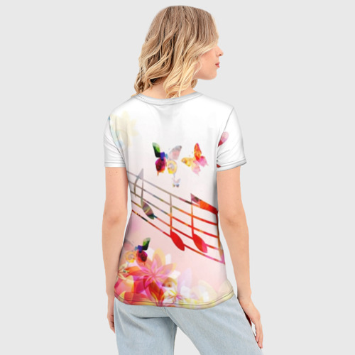 Женская футболка 3D Slim Ноты весна, цвет 3D печать - фото 4