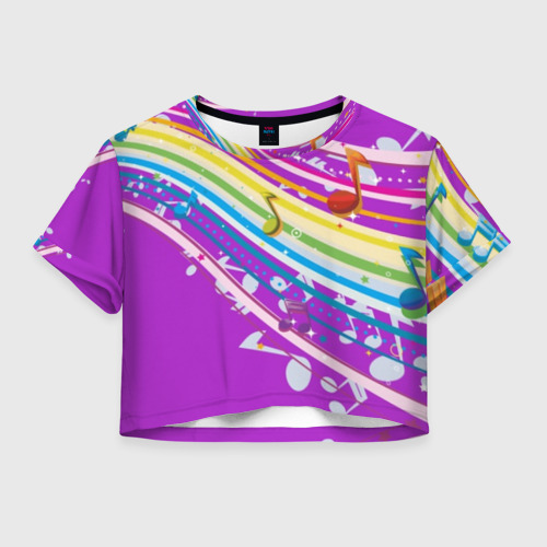 Женская футболка Crop-top 3D Музыка, цвет 3D печать