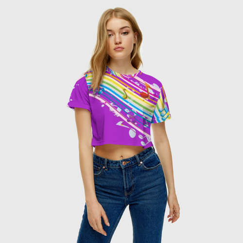 Женская футболка Crop-top 3D Музыка, цвет 3D печать - фото 3