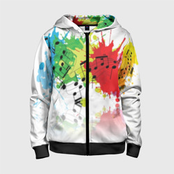 Детская толстовка 3D на молнии Ноты color