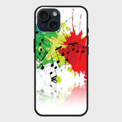 Чехол силиконовый для Apple iPhone 15 матовый Ноты color