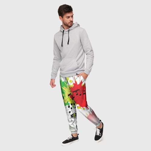 Мужские брюки 3D Ноты color, цвет 3D печать - фото 3