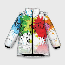 Зимняя куртка для девочек 3D Ноты color