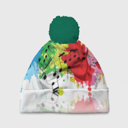 Шапка 3D c помпоном Ноты color