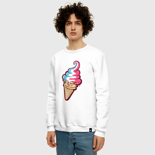 Мужской свитшот хлопок Ice Cream, цвет белый - фото 3