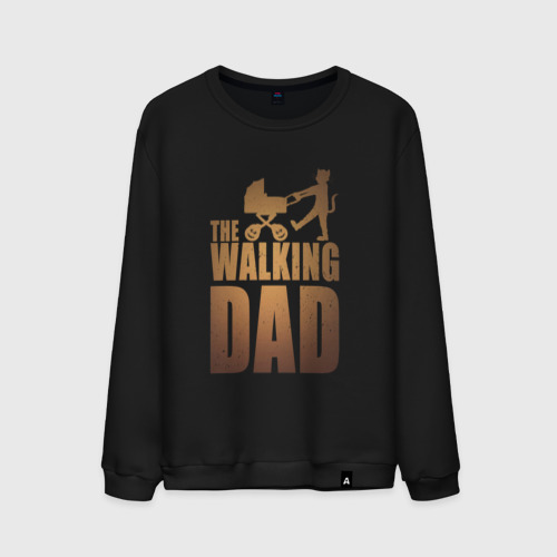 Мужской свитшот хлопок Walking dad\Гуляющий папа, цвет черный