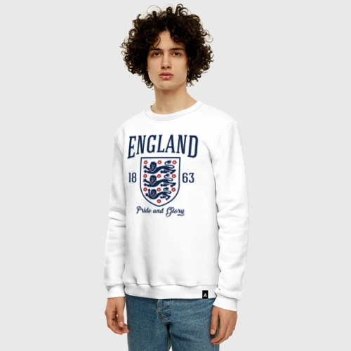 Мужской свитшот хлопок с принтом Сборная Англии, вид сбоку #3