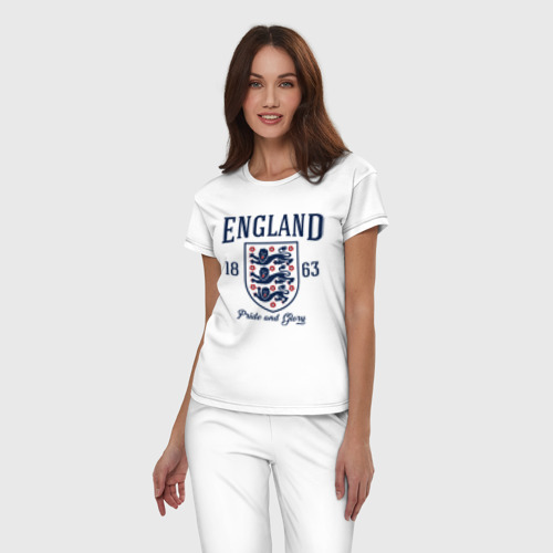 Женская пижама хлопок Сборная Англии, цвет белый - фото 3