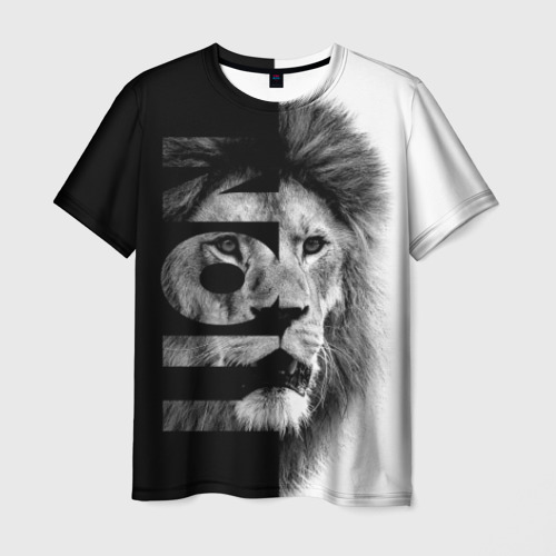 Мужская футболка с принтом Лев царь зверей, вид спереди №1