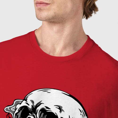 Мужская футболка хлопок Череп, пламя, дым, цвет красный - фото 6