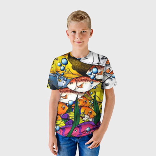 Детская футболка 3D РЫБЫ, цвет 3D печать - фото 3