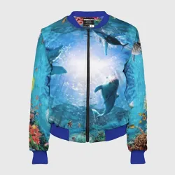 Женский бомбер 3D Дельфины