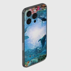 Чехол для iPhone 16 Pro силиконовый с защитой камеры Дельфины - фото 2