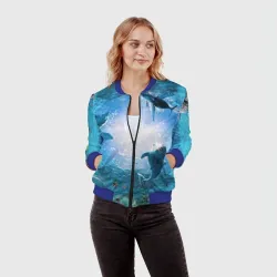 Женский бомбер 3D Дельфины - фото 2