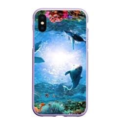 Чехол для iPhone XS Max матовый Дельфины