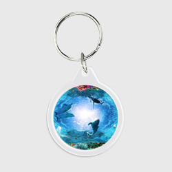 Брелок круглый Дельфины