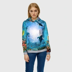 Женская толстовка 3D Дельфины - фото 2