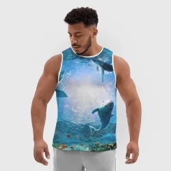 Мужская спортивная майка 3D Дельфины - фото 2