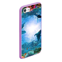 Чехол для iPhone 5/5S матовый Дельфины - фото 2