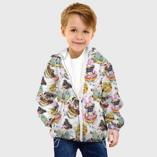 Детская куртка 3D Мопсы с пончиками, цвет белый - фото 3