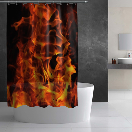 Штора 3D для ванной Рыжий огонь - фото 2