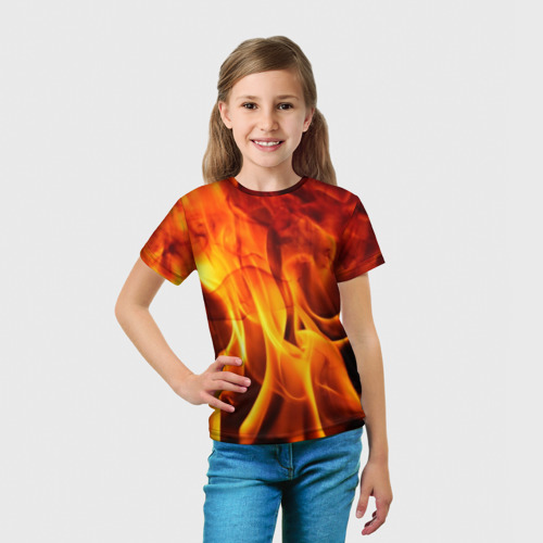 Детская футболка 3D Огонь и дым, цвет 3D печать - фото 5