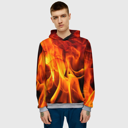 Мужская толстовка 3D Огонь и дым, цвет меланж - фото 3