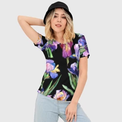Женская футболка 3D Slim Ирисы - фото 2