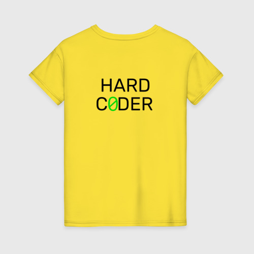 Женская футболка хлопок с принтом Hard coder, вид сзади #1