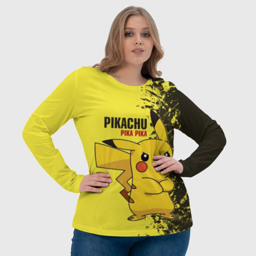Женский лонгслив 3D Pikachu Pika Pika, цвет 3D печать - фото 6
