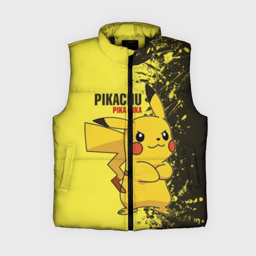 Женский жилет утепленный 3D Pikachu Pika Pika, цвет черный