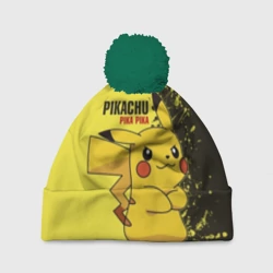 Шапка 3D c помпоном Pikachu Pika Pika