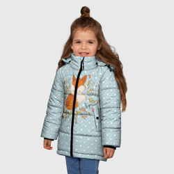 Зимняя куртка для девочек 3D Лисичка в цветах - фото 2