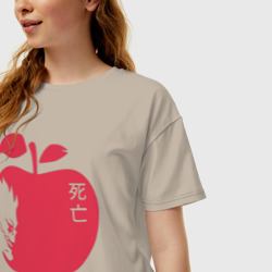 Женская футболка хлопок Oversize Тетрадь Смерти - Рюк и яблоко - фото 2