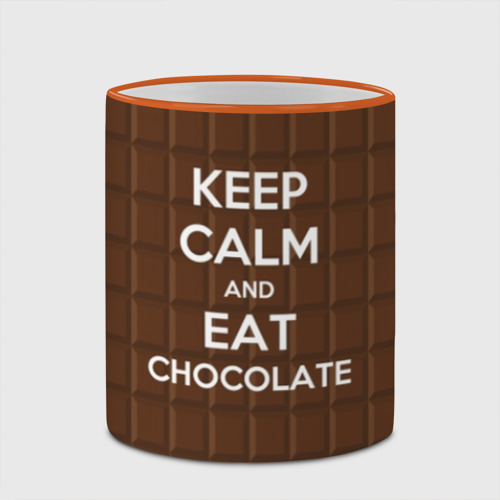 Кружка с полной запечаткой Keep calm and eat chocolate, цвет Кант оранжевый - фото 4