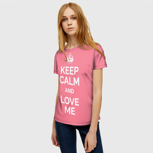 Женская футболка 3D Keep calm and love me, цвет 3D печать - фото 3