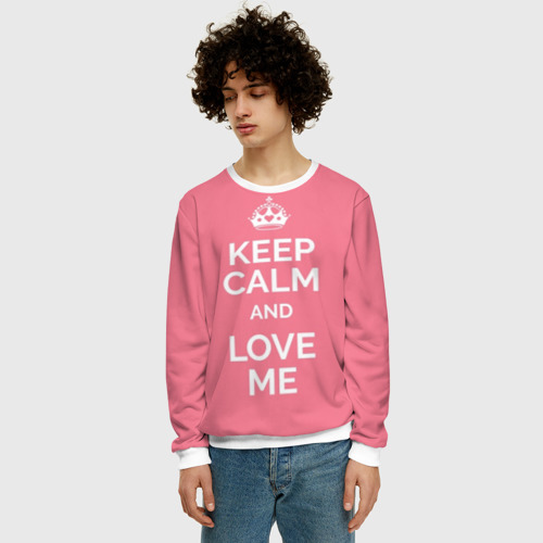 Мужской свитшот 3D Keep calm and love me, цвет белый - фото 3