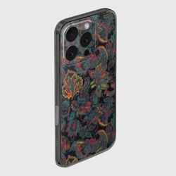 Чехол для iPhone 16 Pro силиконовый с защитой камеры Узор пейсли на черном - фото 2