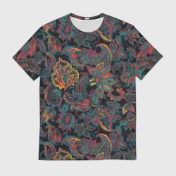 Мужская футболка 3D Узор пейсли на черном