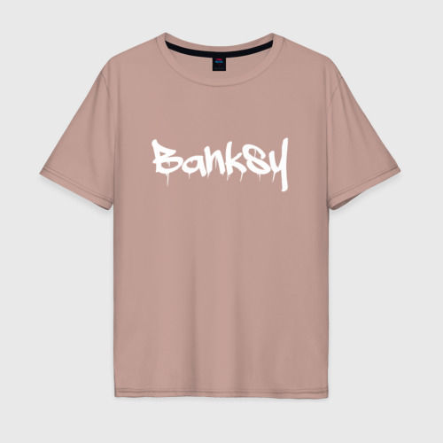 Мужская футболка хлопок Oversize Banksy, цвет пыльно-розовый